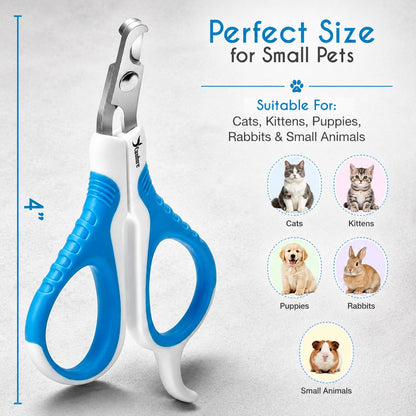 Candure Cat Nail Clippers for Indoor Cats, Rabbits, Hamsters, Birds with Precise Angled Edges to Ensure Easy & Safe Trimming Stainless Steel Cat Nail Trimmer for At-Home Cat Grooming