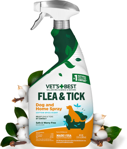 Vet's Best Flea & Tick Home Spray for Dogs, Plant-Based, 14 oz