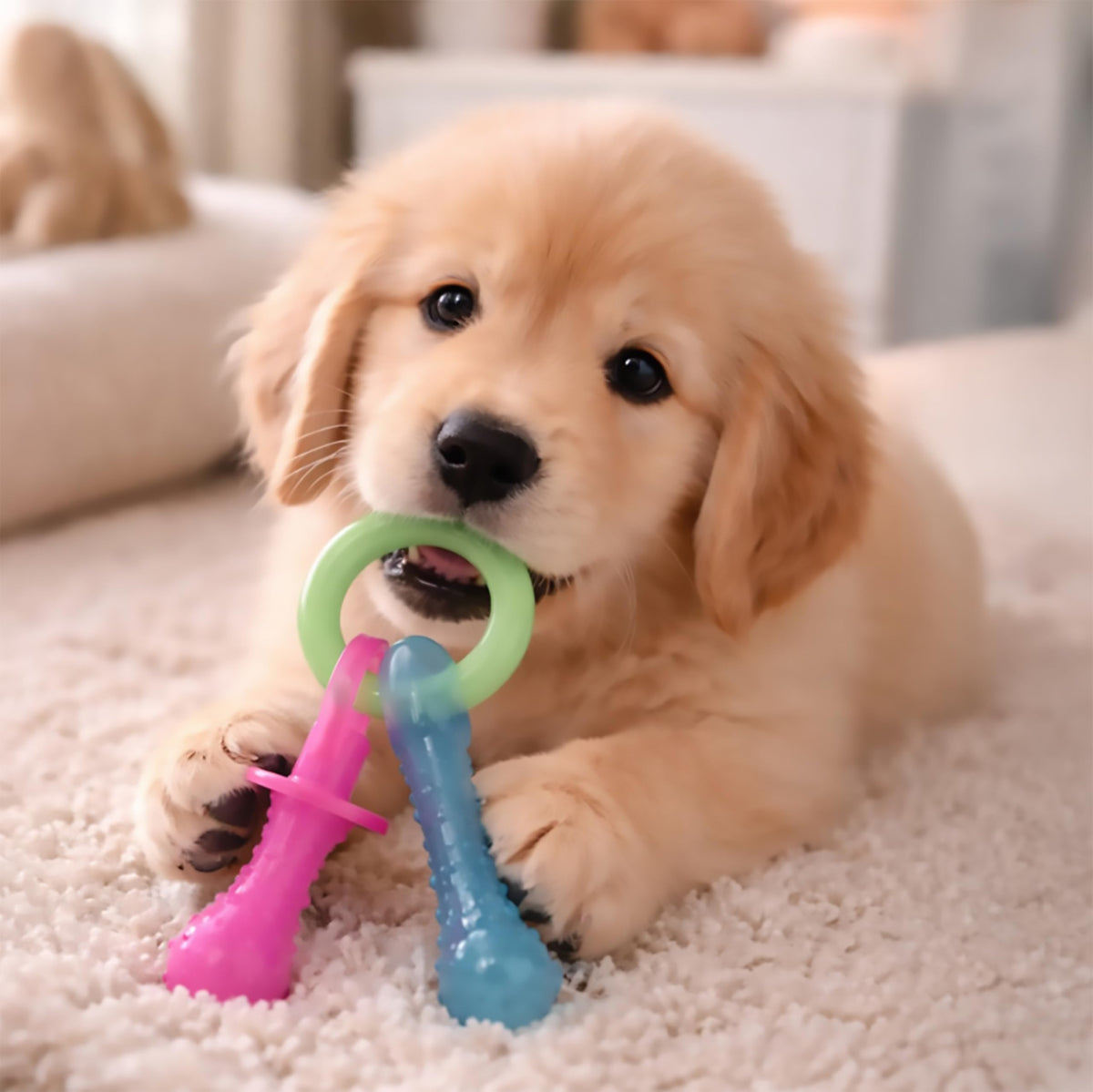 Nylabone New Puppy Starter Kit, Puppy Teething Toys, 3 Pack, Blue