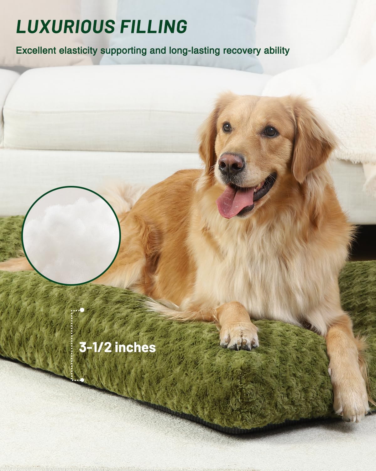 KSIIA Washable Dog Beds Large Sized Dog Crate Bed Plush Mat 41"x27" Gray