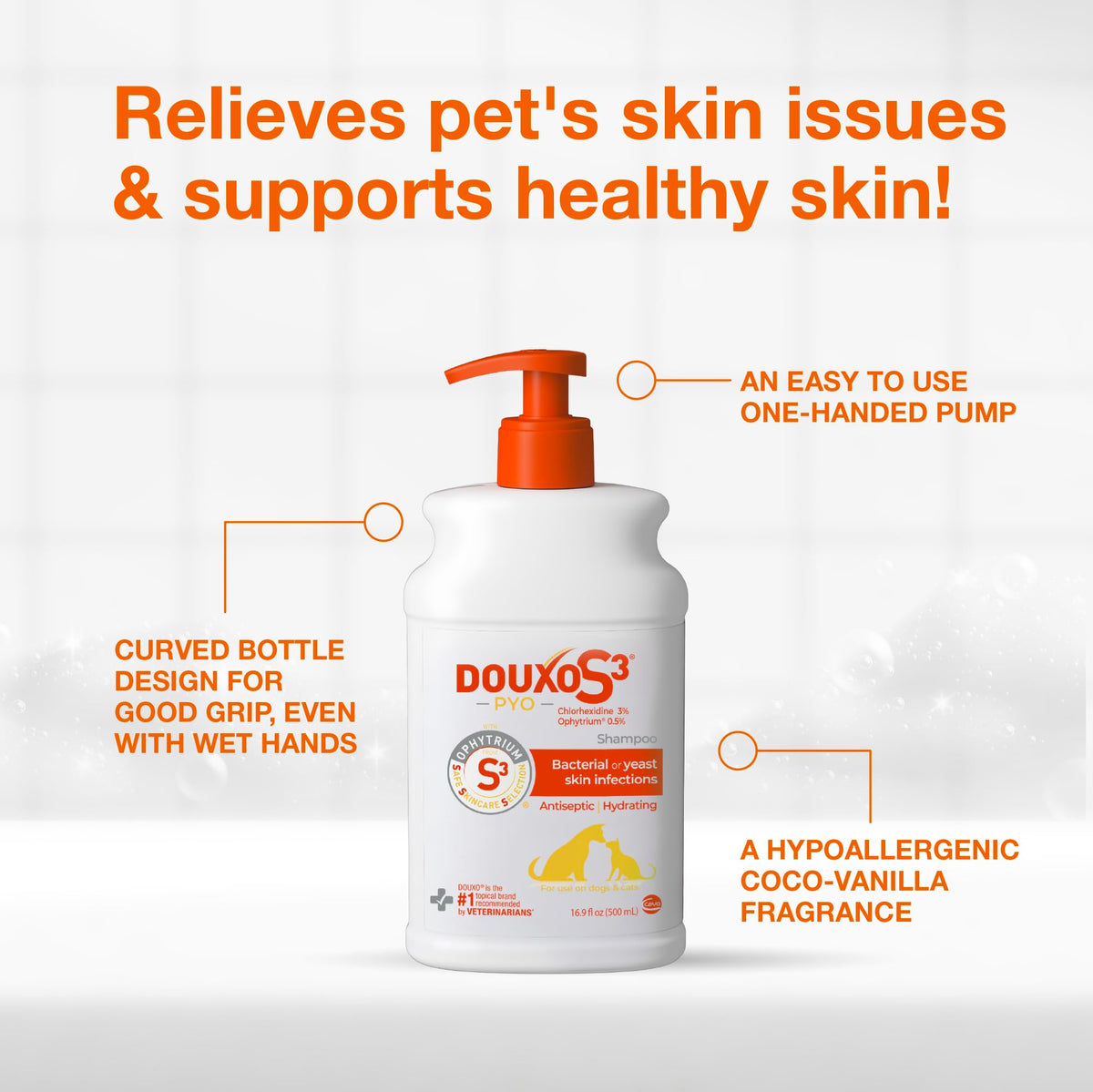 Douxo S3 PYO Medicated Dog Shampoo with 3% Chlorhexidine for Dogs – Antibacterial & Antiseptic Yeast Infection Treatment For Dogs & Cats, Clinically Proven, 6.7 fl oz