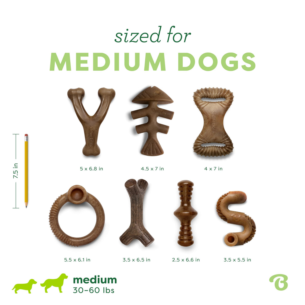 Benebone Medium 4-Pack Dog Toys for Aggressive Chewers – Under 60 lbs