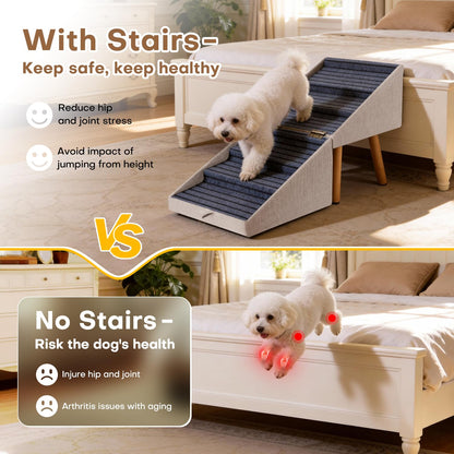 Dog Stairs for Small Dogs Faux Leather Foldable Pet Ramp and Ottoman