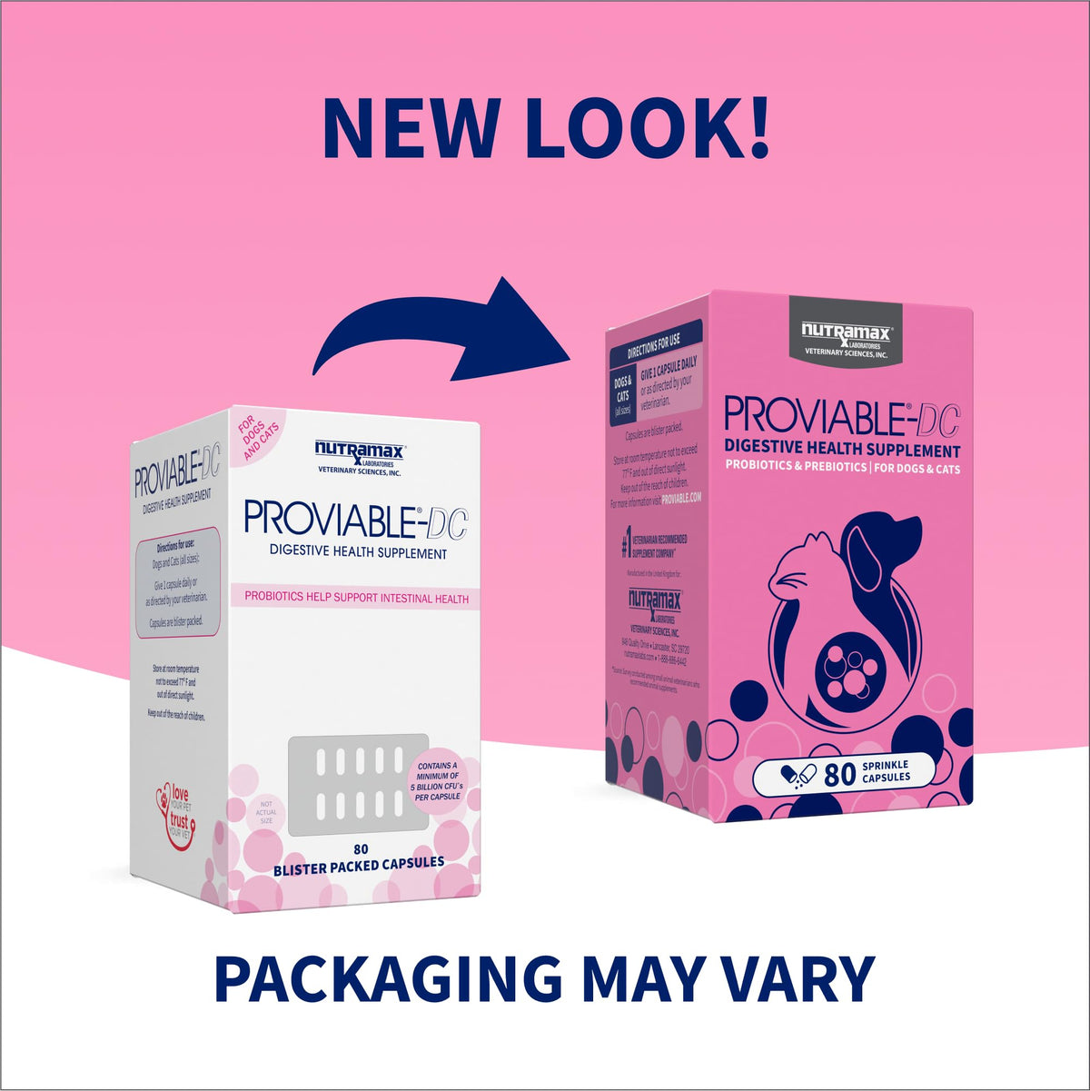 Nutramax Proviable Probiotics for Dogs & Cats, Sprinkle Capsules, 30ct