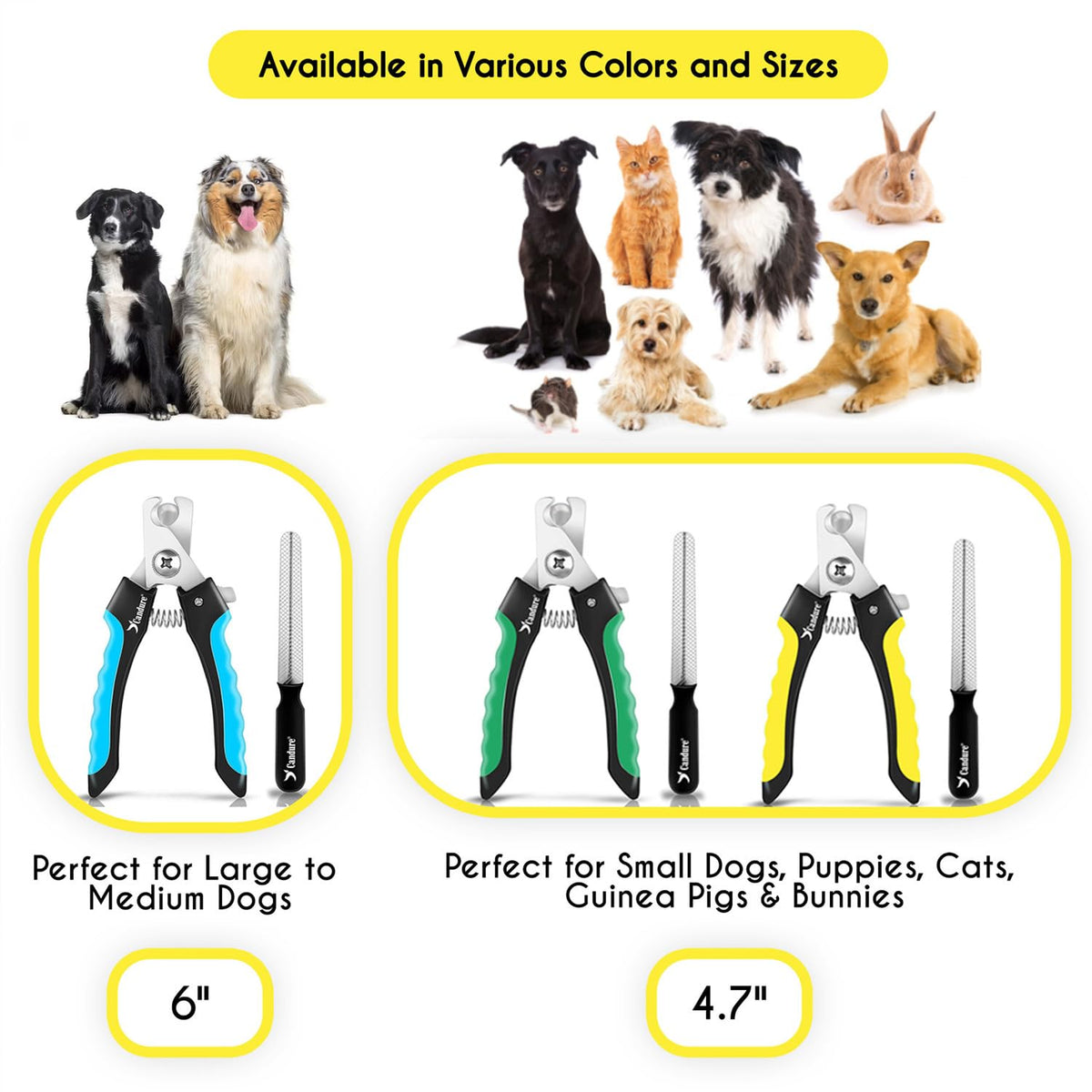 Candure Cat Nail Clippers for Indoor Cats, Rabbits, Hamsters, Birds with Precise Angled Edges to Ensure Easy & Safe Trimming Stainless Steel Cat Nail Trimmer for At-Home Cat Grooming