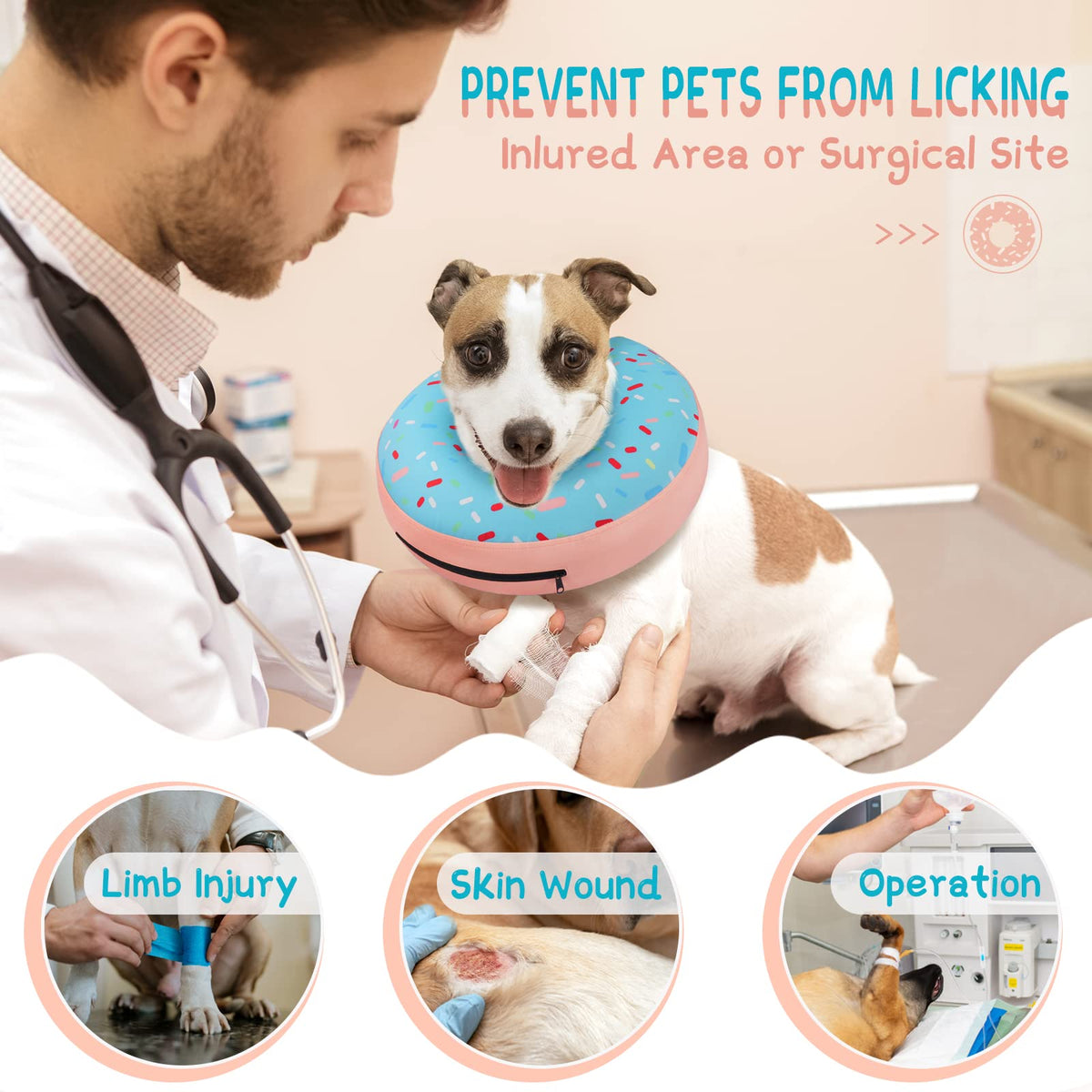 Supet Inflatable Dog Cone Collar for Small Dogs Puppies Cats, Soft Dog Cone Alternative After Surgery for Puppies Cats to Stop Licking
