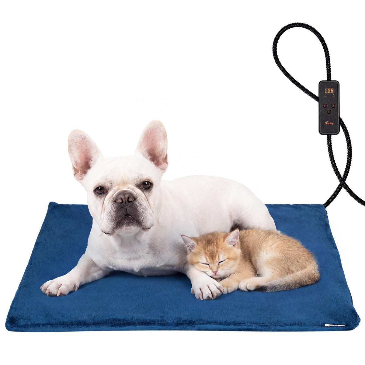 Toozey Cat Heating Pad for Cats & Dogs, Heated Bed Mat, 18 x 16 in, Grey
