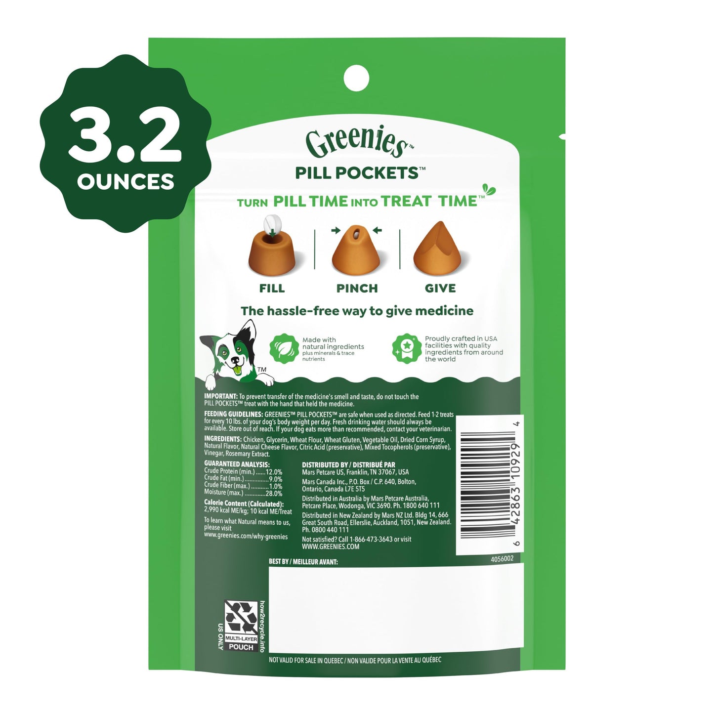 Greenies Pill Pockets Small Size Dog Treats, Peanut Butter, 3.2 oz