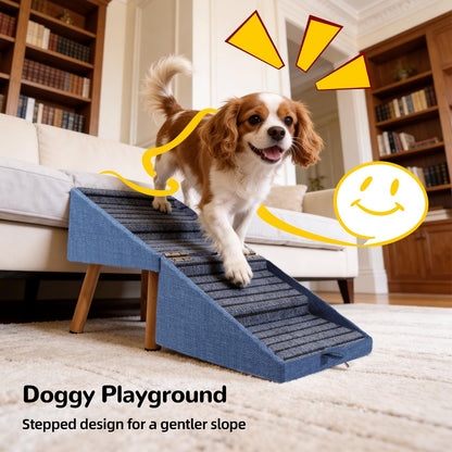 Dog Stairs for Small Dogs Faux Leather Foldable Pet Ramp and Ottoman