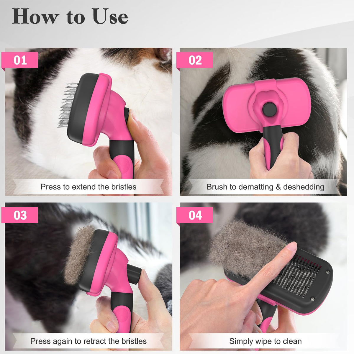 Swihauk Self Cleaning Slicker Brush for Dogs & Cats, Skin Friendly Pet Grooming for Shedding, Deshedding, and Hair Removal - Puppy Brush for Long Haired Pets, Pet Supplies, Purple