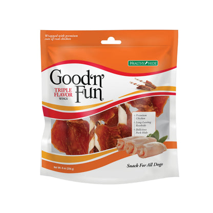 Good 'n' Fun Wings Long-Lasting Dog Treat Made With Real Protein, 12 oz