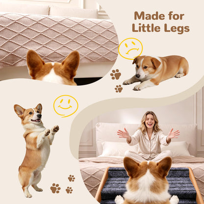 Dog Stairs for Small Dogs Faux Leather Foldable Pet Ramp and Ottoman