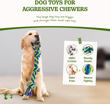 SHARLOVY Large Tough Chew Toys for Aggressive Chewers, 9 Pack Dog Rope Toys