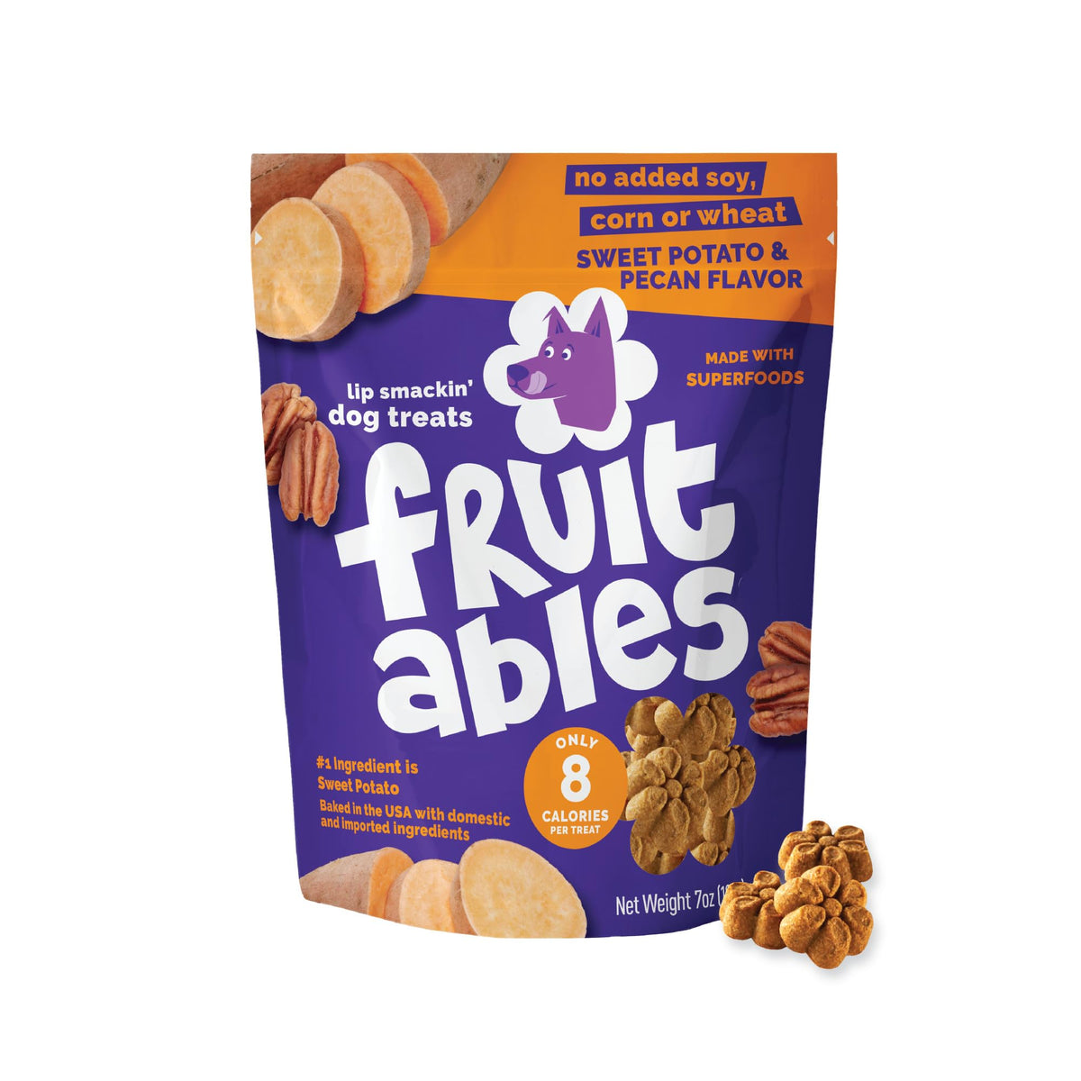 Fruitables Baked Dog Treats, Low Calorie Treats, Pumpkin & Blueberry, 12oz