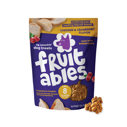 Fruitables Baked Dog Treats, Low Calorie Treats, Pumpkin & Blueberry, 12oz