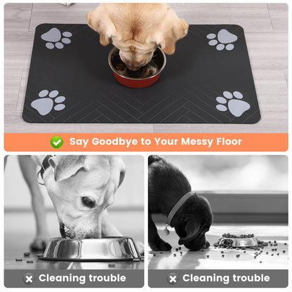 Pet Feeding Mat-Absorbent Pet Placemat for Food and Water Bowl, with Waterproof Rubber Backing, Quick Dry Water Dispenser Mat for Dog and Cat (20"x12", Blue)