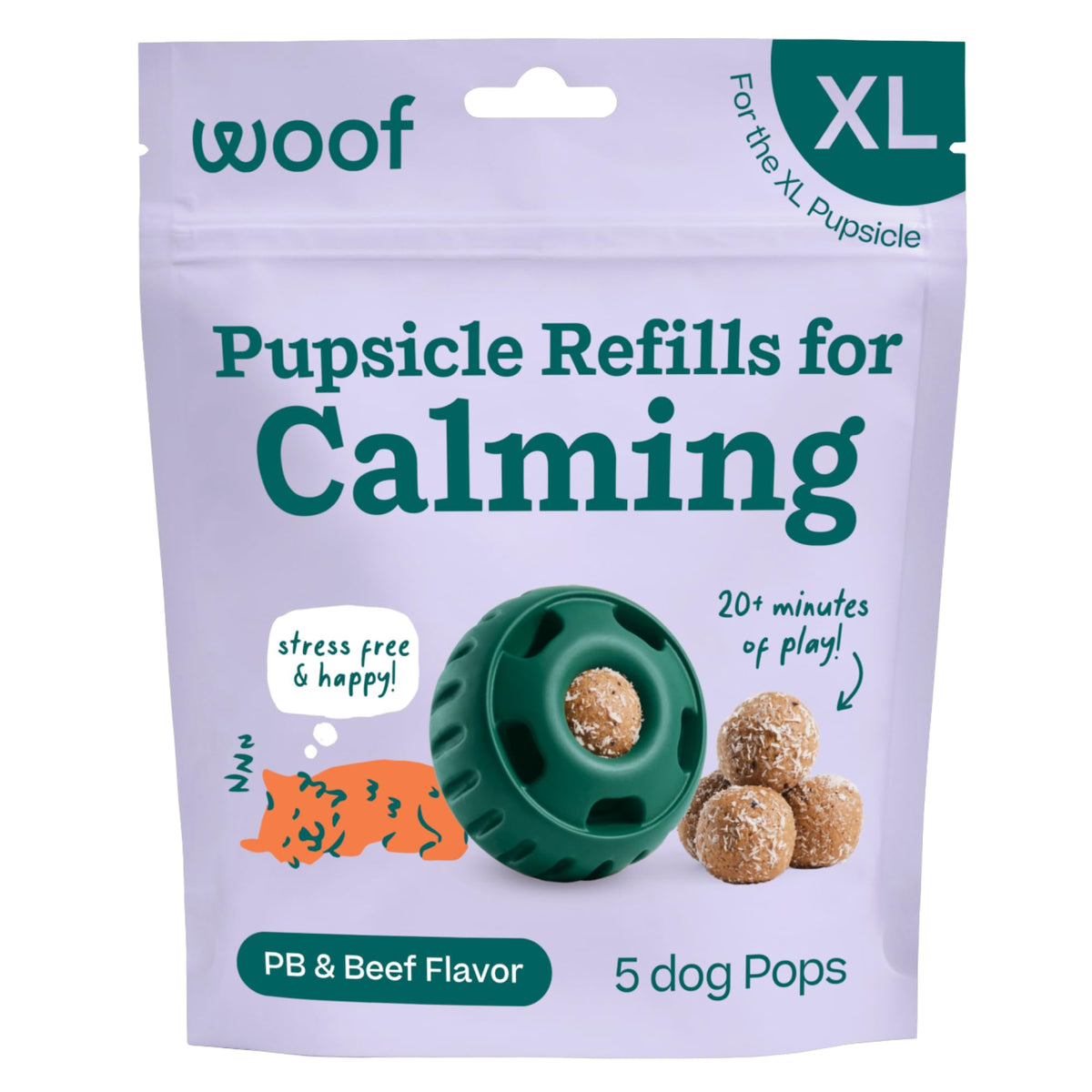 WOOF Pupsicle Refill Pops for Calming - Long-Lasting Refills for The Pupsicle Toy to Promote Calm - Calming Dog Treats - Magnesium for Dogs- XL Pops - 5 Count - 3 Pack