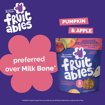 Fruitables Baked Dog Treats, Low Calorie Treats, Pumpkin & Blueberry, 12oz