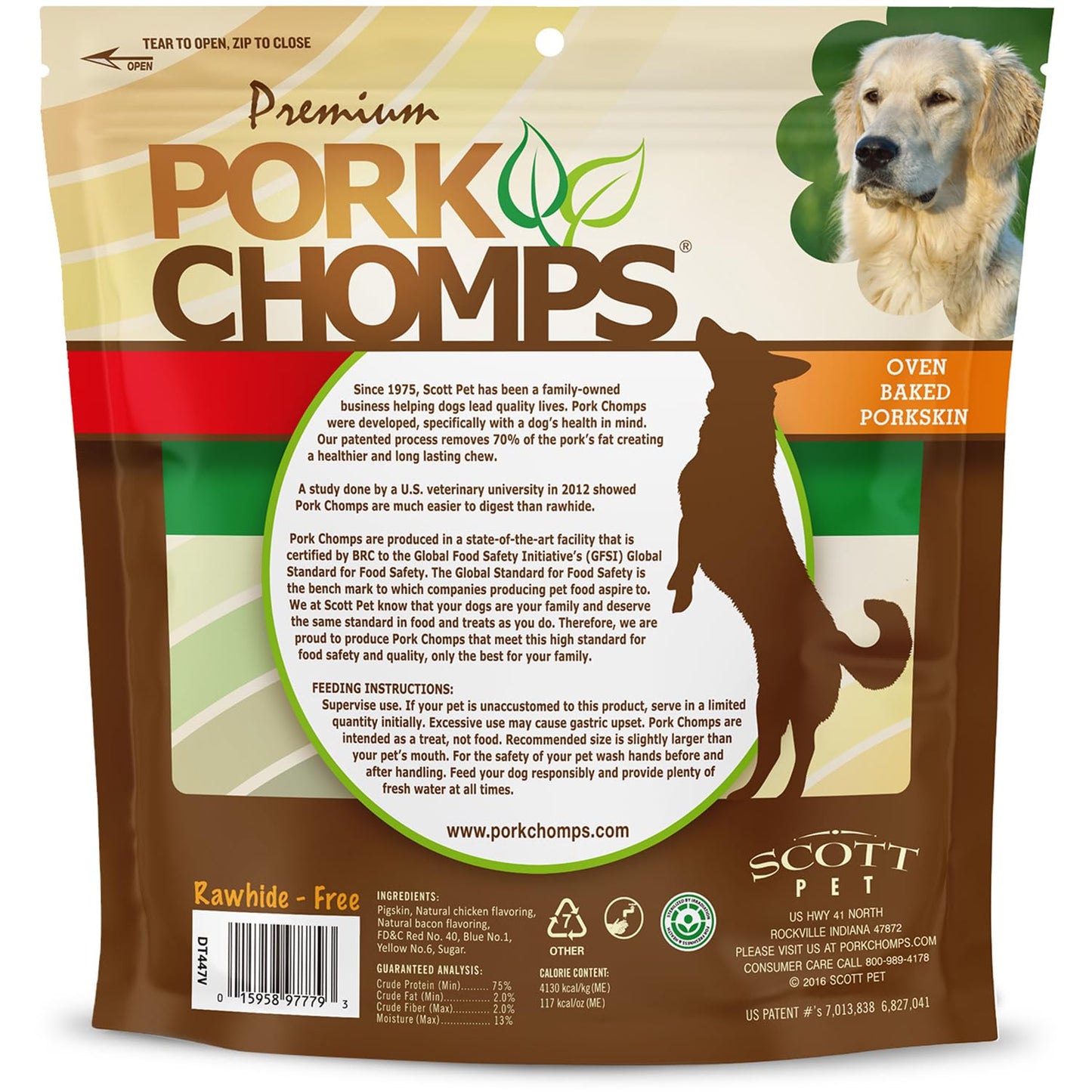 Pork Chomps Baked Pork Skin Dog Chews, 6 in Twists, Assorted Flavors, 24 Ct