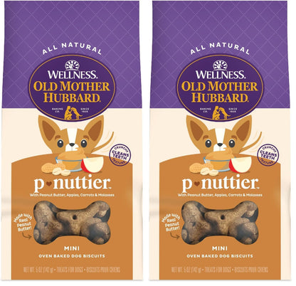 Old Mother Hubbard Wellness P-Nuttier Dog Biscuits, Natural, Training Treats, Peanut Butter Flavor, Mini Size, (20 Ounce Bag)