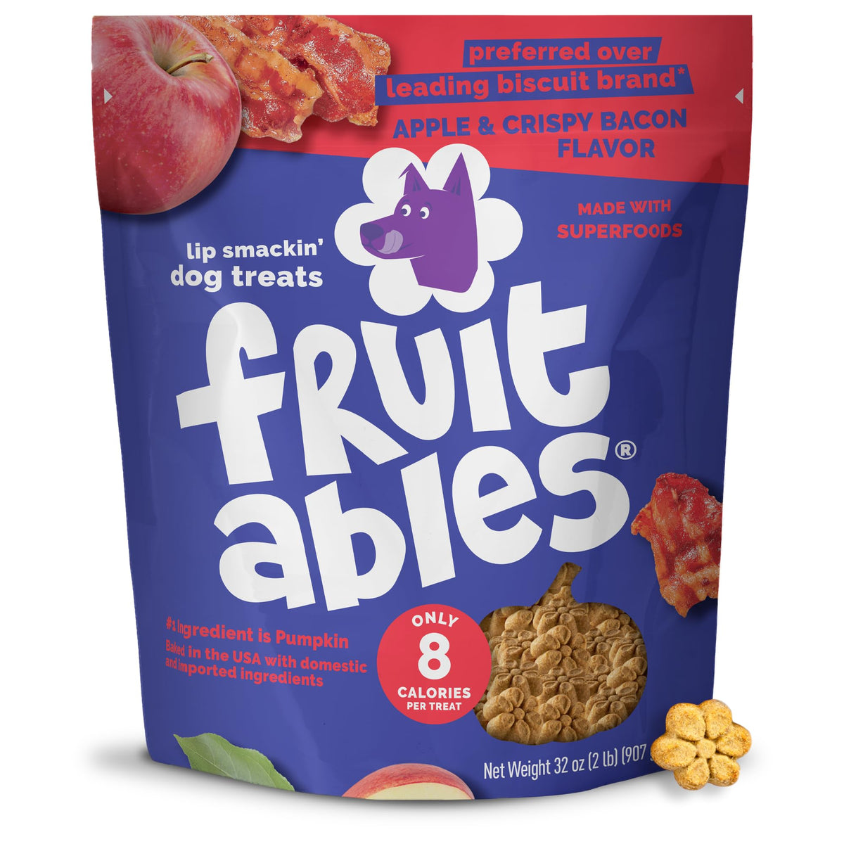 Fruitables Baked Dog Treats, Low Calorie Treats, Pumpkin & Blueberry, 12oz