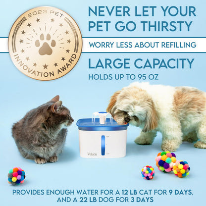 Veken Innovation Award Winner 95oz/2.8L Cat Water Fountain, C1 Classic