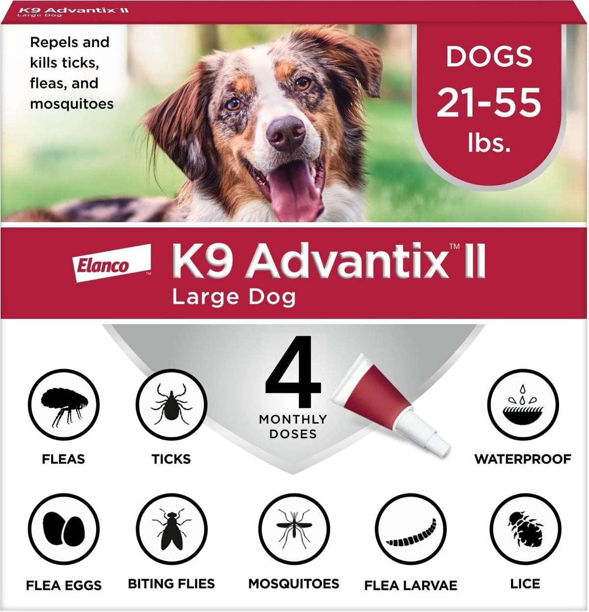 K9 Advantix II Flea & Tick Topical for Large Dogs 21–55 lbs., 2ct
