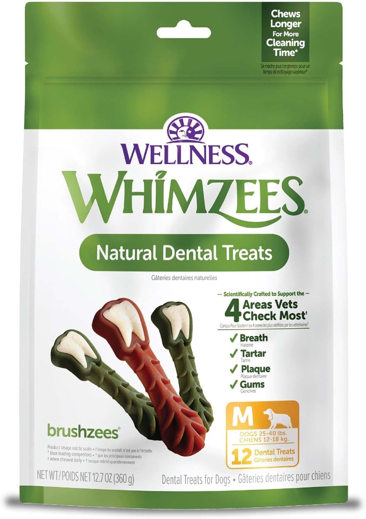 Wellness WHIMZEES Freshzees Natural Dog Dental Treat, Soft Chews, Freshens Breath, Extra-Small Size, 14.81 oz Bag, 56 Count