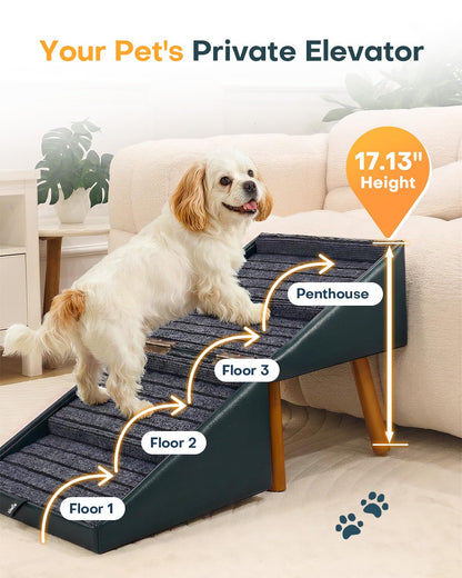 Dog Stairs for Small Dogs Faux Leather Foldable Pet Ramp and Ottoman