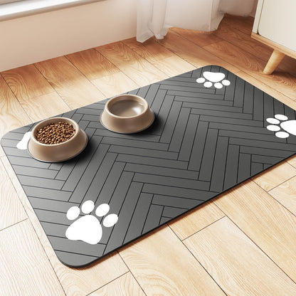 Pet Feeding Mat-Absorbent Pet Placemat for Food and Water Bowl, with Waterproof Rubber Backing, Quick Dry Water Dispenser Mat for Dog and Cat (20"x12", Blue)