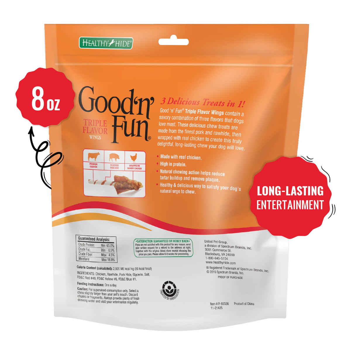 Good 'n' Fun Wings Long-Lasting Dog Treat Made With Real Protein, 12 oz