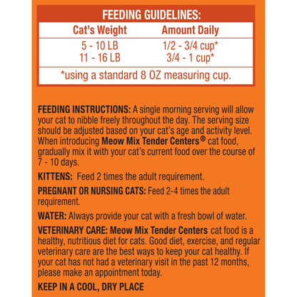 Meow Mix Tender Centers, Dry Cat Food, Beef & Salmon Flavors, 14.2 lb. Bag