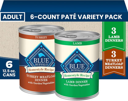 Blue Buffalo Homestyle Recipe Variety Pack Wet Dog Food, 12.5 oz, 6 ct