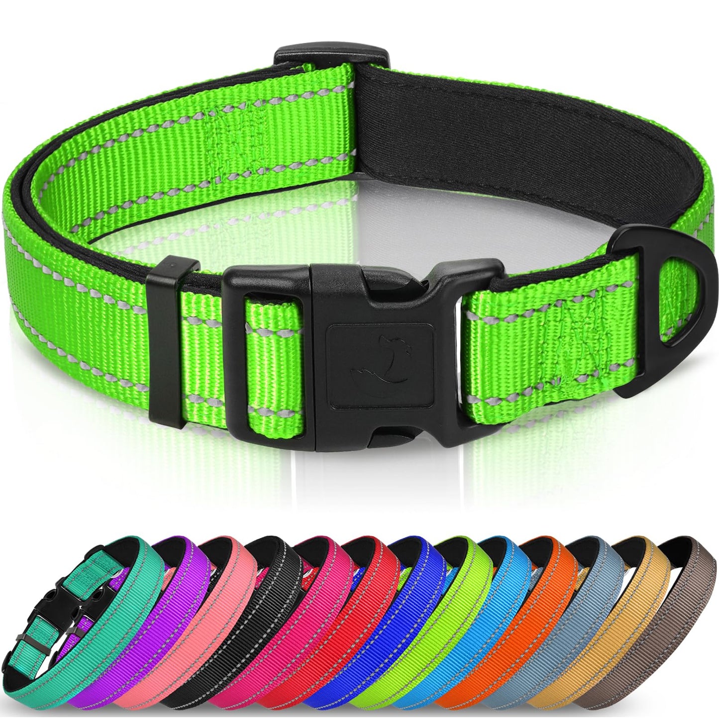 Joytale Reflective Dog Collar, Adjustable Neoprene Padded, Teal M