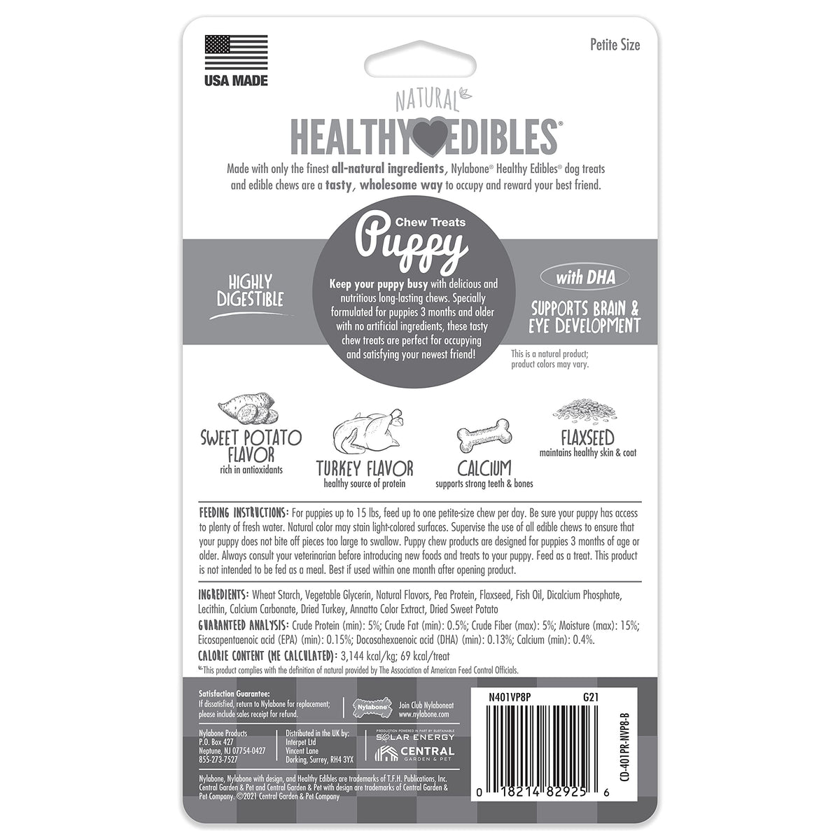 Nylabone Healthy Edibles Puppy Dog Treats, 16 Count
