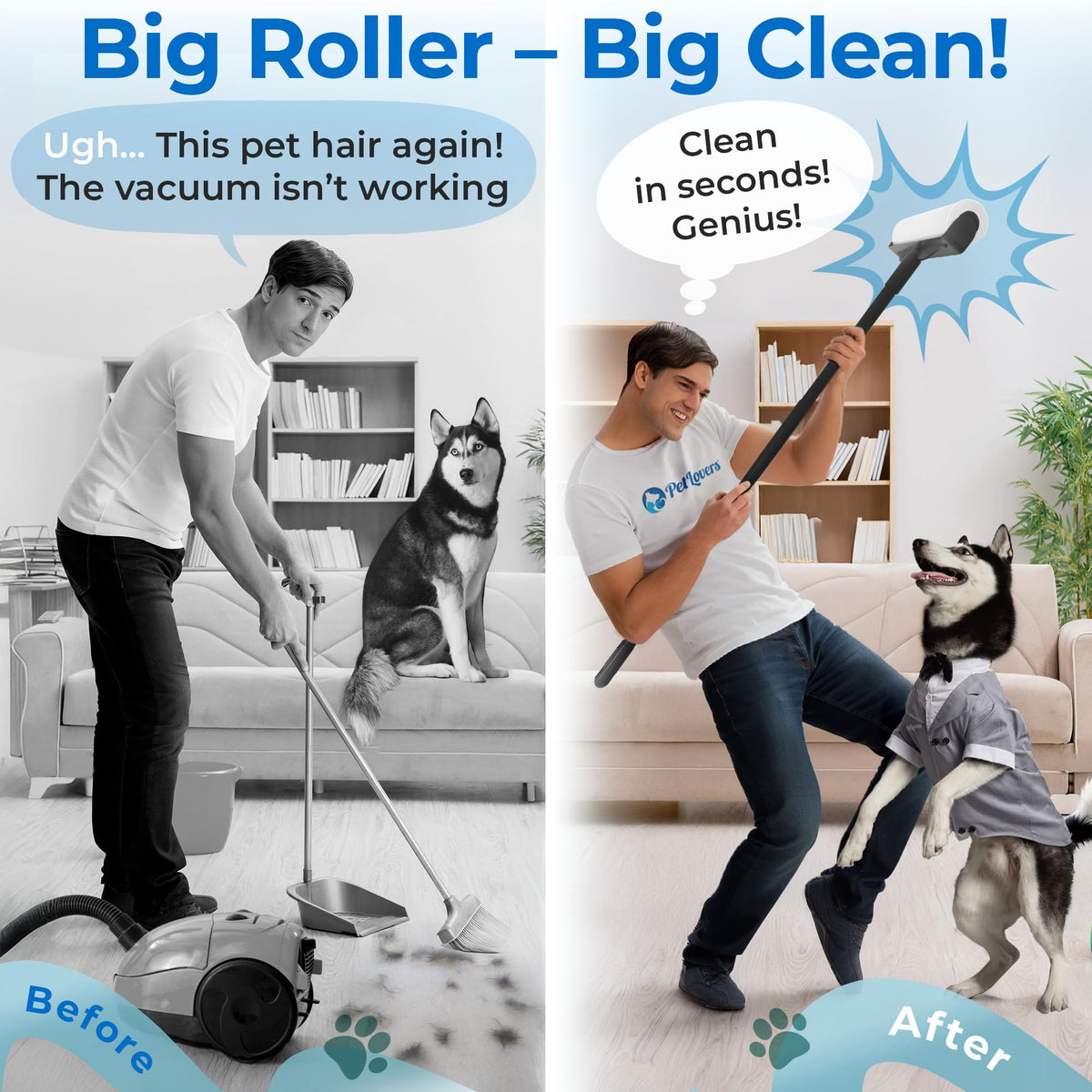 PetLovers Extra Sticky Lint Roller Mega Value Set 450 Sheets for Pet Hair Removal and Clothes, Dog and Cat Lint Remover 5 Pack