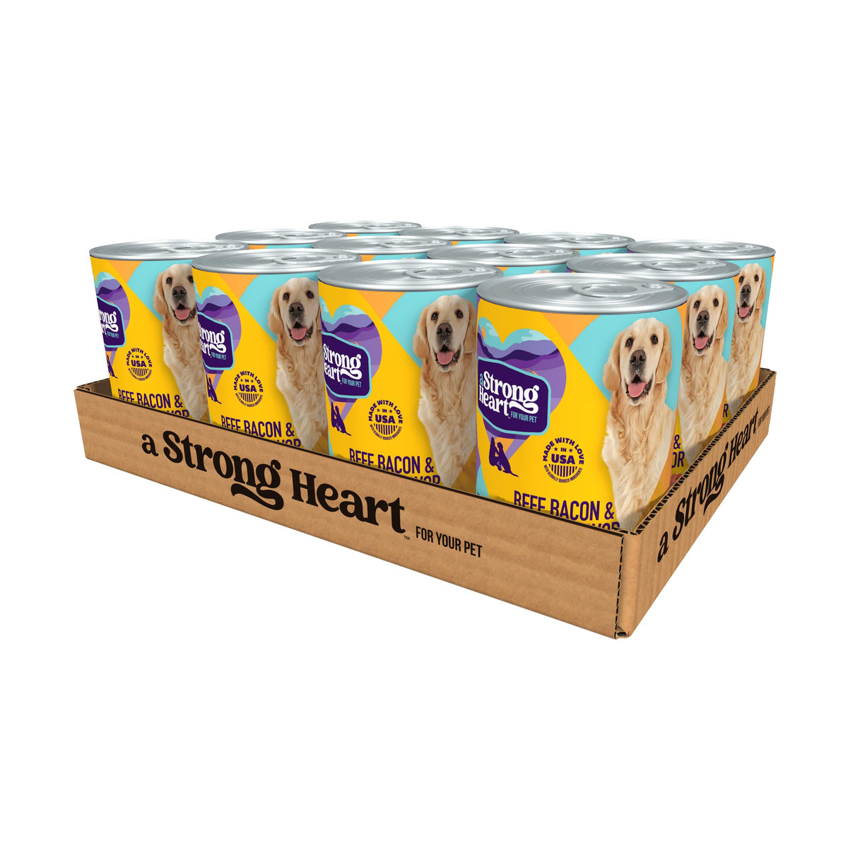 A Strong Heart Chopped Dog Food, Real Beef Dinner, 13.2oz Cans, 12pk