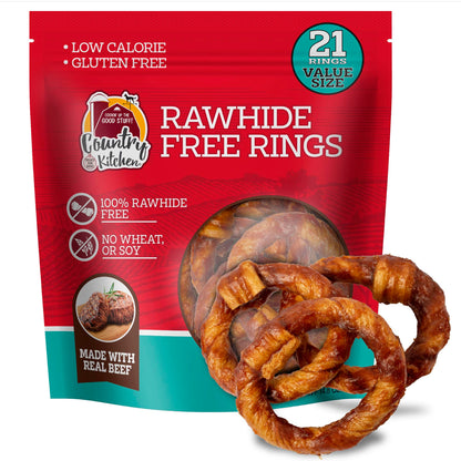 Country Kitchen Rawhide Free Beef Twists Dog Chews, 3 Count