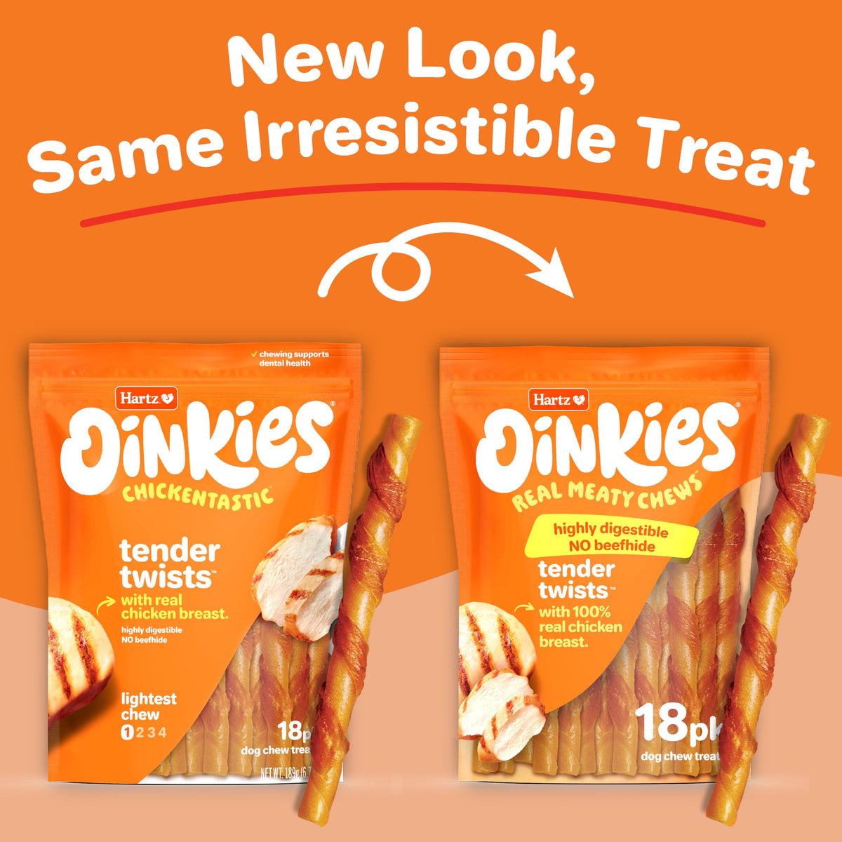 Hartz Oinkies Tender Twirls + Collagen Rawhide‑Free Dog Chews, 20 Count, 9.5 Ounce (Pack of 12)