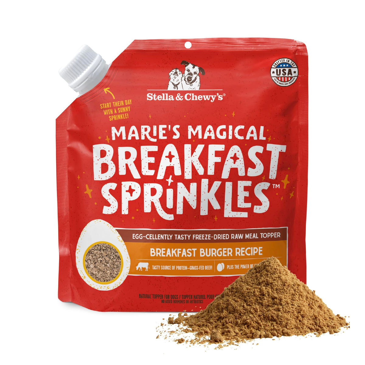 Stella & Chewy’s Freeze-Dried Raw Marie's Magical Dinner Dust – Protein Rich, Grain Free Dog & Puppy Food Topper – Grass-Fed Beef Recipe – 7 oz Bag