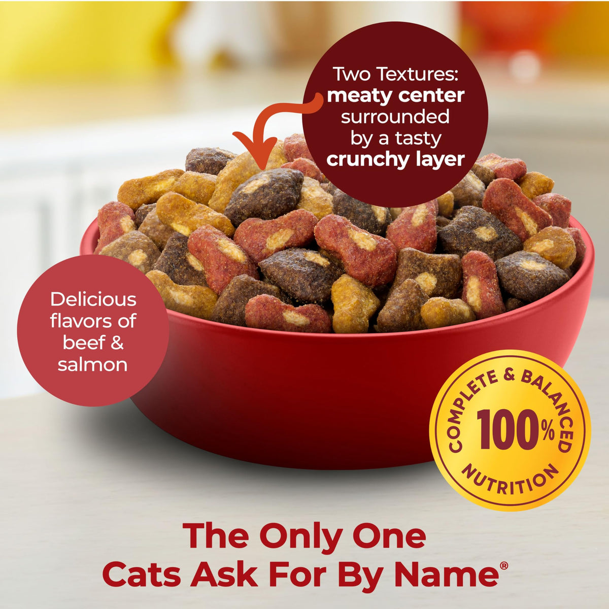 Meow Mix Tender Centers, Dry Cat Food, Beef & Salmon Flavors, 14.2 lb. Bag