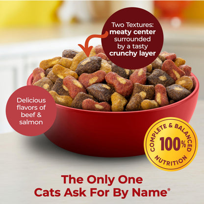 Meow Mix Tender Centers, Dry Cat Food, Beef & Salmon Flavors, 14.2 lb. Bag