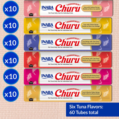 INABA Churu Cat Treats, Lickable, Squeezable Creamy Purée Cat Treat with Green Tea Extract & Taurine, 0.5 Ounces Each Tube, 20 Tubes, Chicken Variety Box