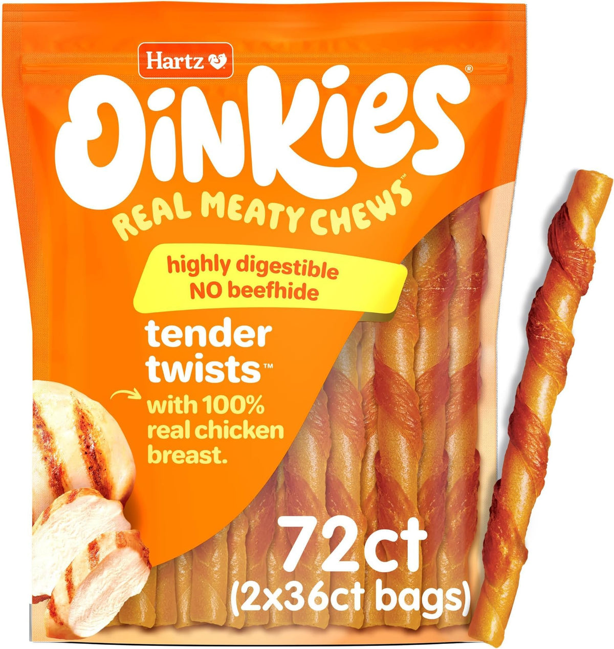 Hartz Oinkies Tender Twirls + Collagen Rawhide‑Free Dog Chews, 20 Count, 9.5 Ounce (Pack of 12)