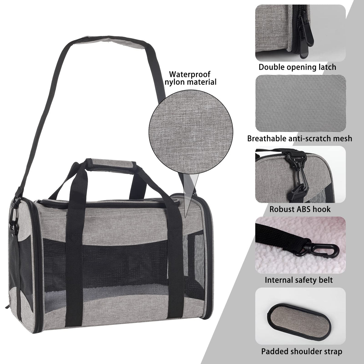 Cat Dog Carriers Soft-Sided Pet Carrier Large Cats for Medium Big Cat Small Dog Puppy up to 16lbs TSA Airline Approved Animal Collapsible Cat Carrier Carriers Travel Carrier Cat Bag (17x11x11)