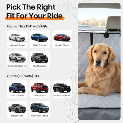 4Knines Heavy-Duty Rear Seat Cover for Dogs - Fitted, Black Reg