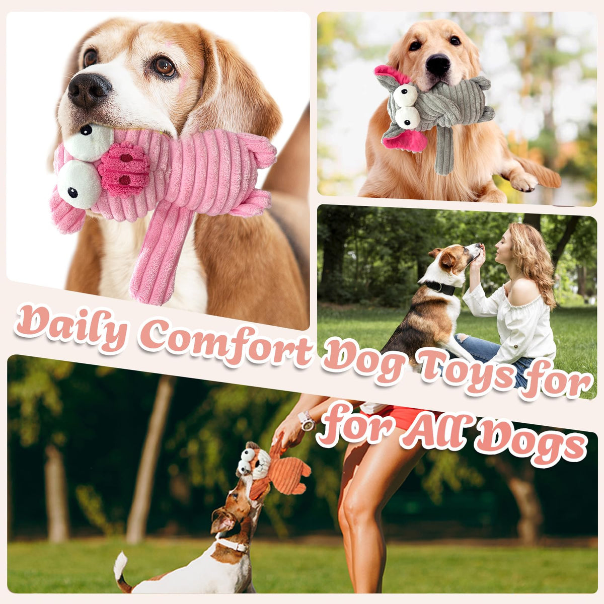 MRSOHRET Dog Squeak Toys Puppy Toys, Tough Dog Toys for Aggressive Chewers