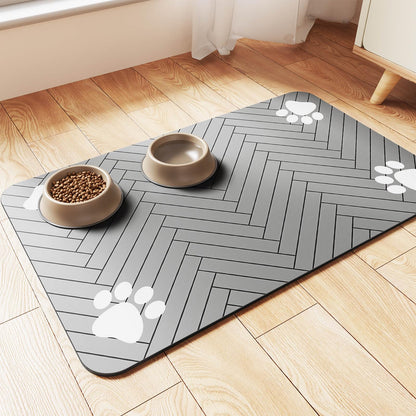 Pet Feeding Mat-Absorbent Pet Placemat for Food and Water Bowl, with Waterproof Rubber Backing, Quick Dry Water Dispenser Mat for Dog and Cat (20"x12", Blue)