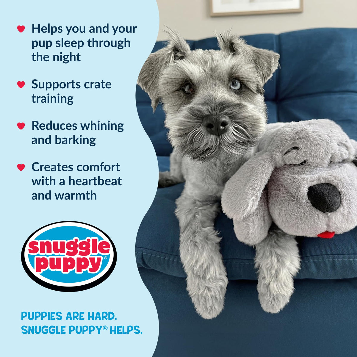 Snuggle Puppy Heartbeat Toy, Calming Comfort, Medium Breeds - Biscuit