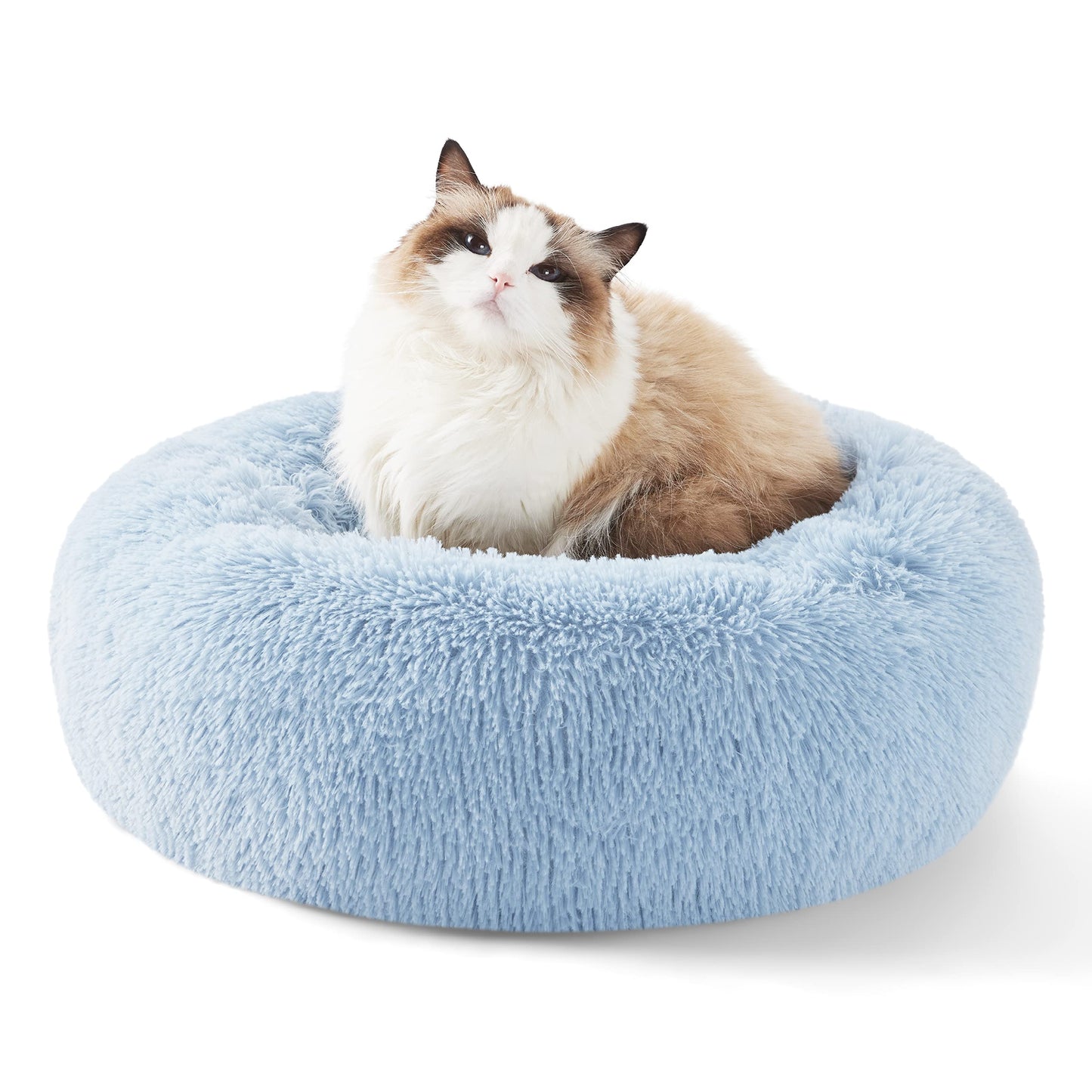 Bedsure Calming Small Dog Bed Donut Washable Cat＆Puppy Bed,23 inches Camel